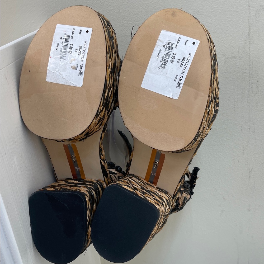 Sam Edelman Iliana Woven Platform Ankle-Strap Sandals Black & Natural Size 9.5 - Picture 12 of 12